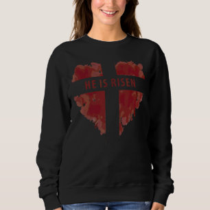Coole Religiöse Liebe Rotes Herz Er ist Risen Chri Sweatshirt