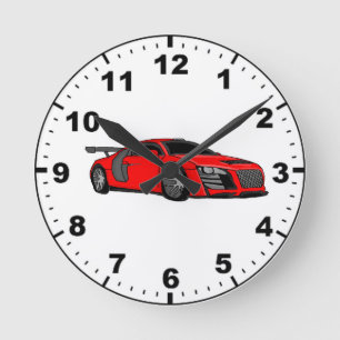 Coole Rennenauto-Entwurfs-Wanduhren Runde Wanduhr