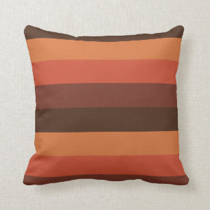 Coole Retro 70er Streifen-Brown-Orangen-Mandarine Kissen