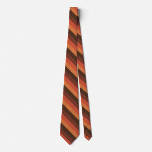 Coole Retro 70er Streifen-Brown-Orangen-Mandarine Krawatte