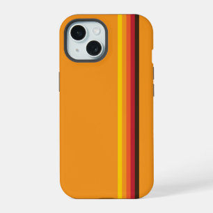 Coole Retro 70er Streifen Orange Gelb Rot iPhone 15 Hülle