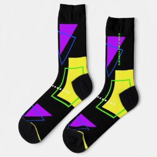 COOLE RETRO-80er-NEONFORMEN VINTAGE-NAME FUNKY Socken