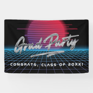 Coole Retro-80er-Synthwave-New-Wave-Abschlussfeier Banner