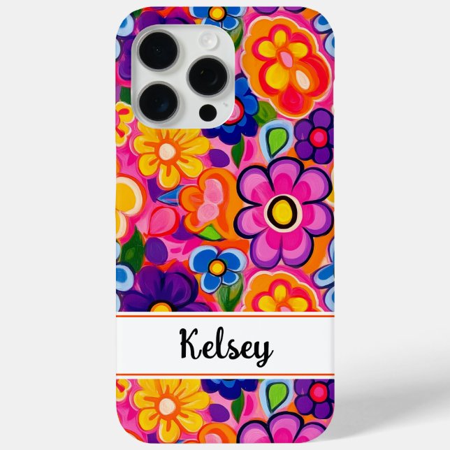 Coole Retro-Blumen-Personalisierung Case-Mate iPhone Hülle (Rückseite)