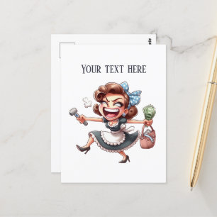 Coole Retro-Dame im Vintage-Stil Text hinzufügen Postkarte