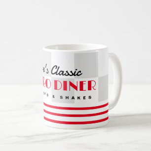 Coole Retro-Diner-Kaffeetasse im Stil der 50er Jah Kaffeetasse