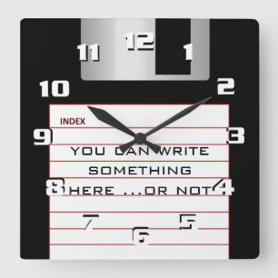 Coole Retro-Diskette mit Füge deinen eigenen Text  Quadratische Wanduhr