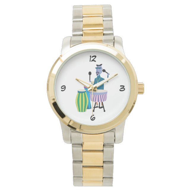 Coole Retro Drummerwache Armbanduhr (Vorderseite)