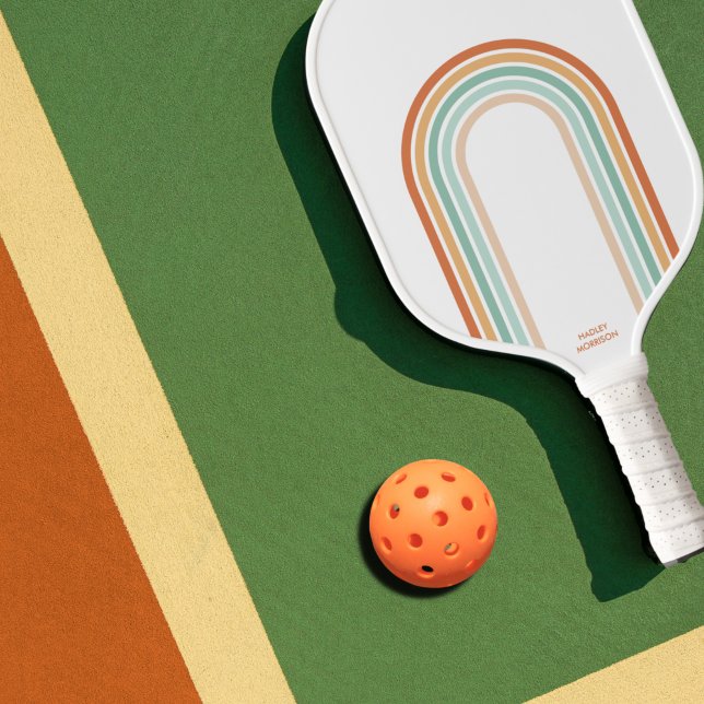 Coole Retro-Farben Abstrakte Streifen Custom Bild Pickleball Schläger (Von Creator hochgeladen)