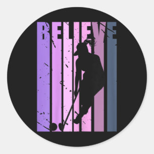 Coole Retro-Frauen-Feldhockey-Spielerin Trainer Ho Runder Aufkleber