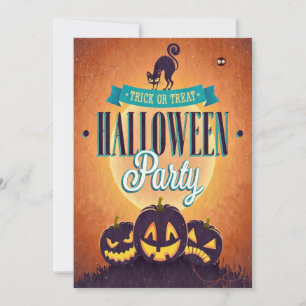Coole Retro Halloween Fun Grunge Party Einladung