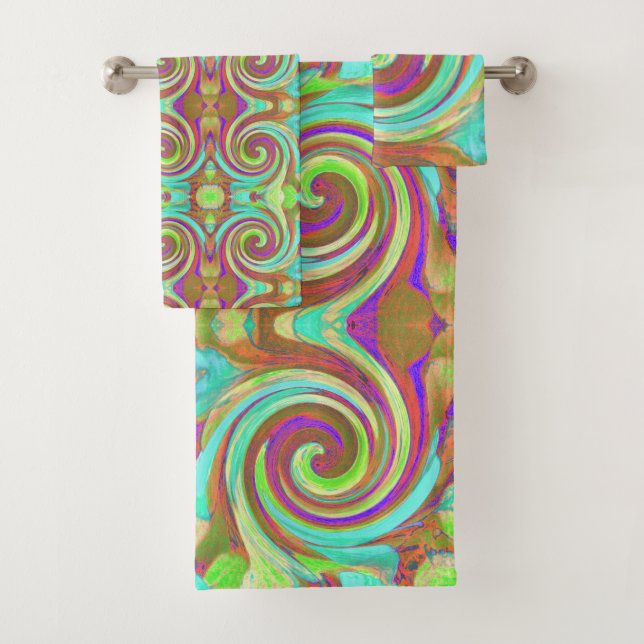 Coole Retro-Herbstfarben flüssige Kunstschmuck Badhandtuch Set (Insitu)