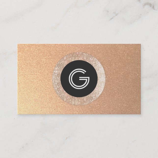 Coole Retro-IMITATE Rose Gold-Sequenzer Monogramm Visitenkarte (Vorderseite)