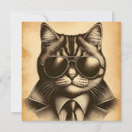 Coole Retro-Katze in Aviator-Sonnenbrille, Sepia-K