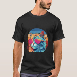 Coole Retro-Katze mit Sonnenbrille 70er 80er 90er T-Shirt