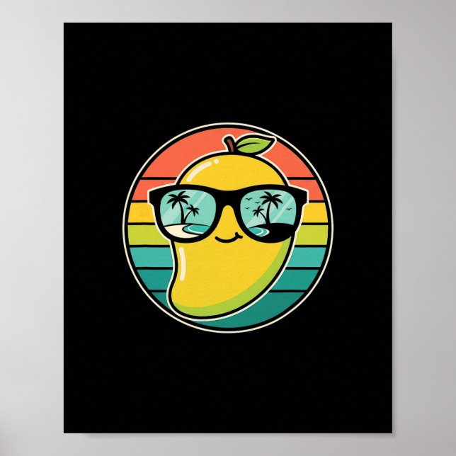 Coole Retro-Mango-Frucht-Kostüm-Sungles-Tropischer Poster (Vorne)