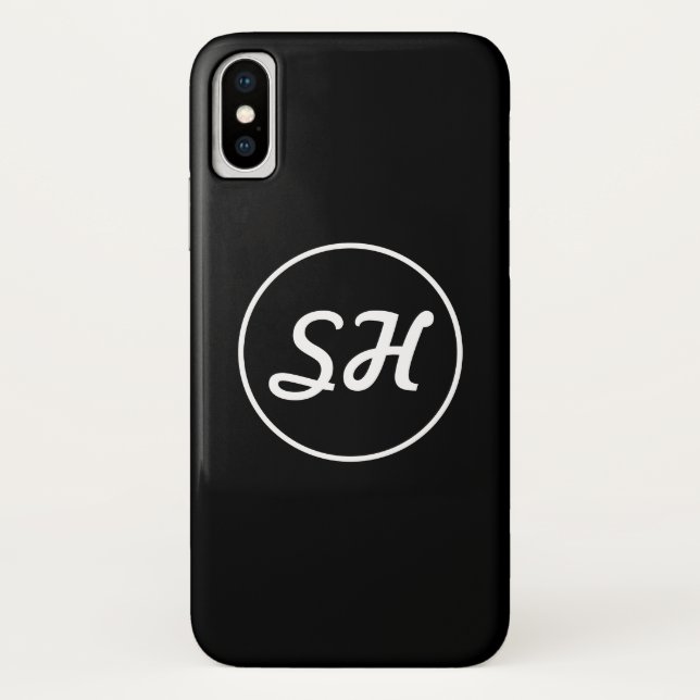 Coole Retro-Moderne Monogramm | Schwarz/Weiß Case-Mate iPhone Hülle (Rückseite)