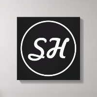 Coole Retro-Moderne Monogramm | Schwarz/Weiß