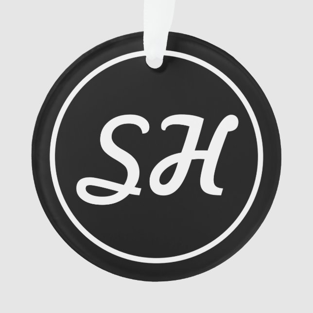 Coole Retro-Moderne Monogramm | Schwarz/Weiß Ornament (Vorderseite)