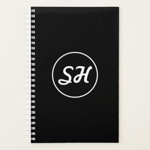 Coole Retro-Moderne Monogramm Schwarz/Weiß Planer