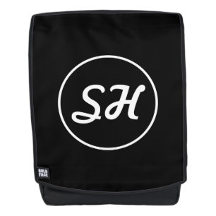 Coole Retro-Moderne Monogramm   Schwarz/Weiß Rucksack