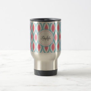 Coole Retro-Monogramm-Ornament-geometrische Kurve  Reisebecher