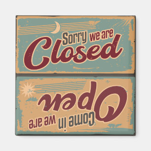 Coole Retro offen geschlossen Magnet