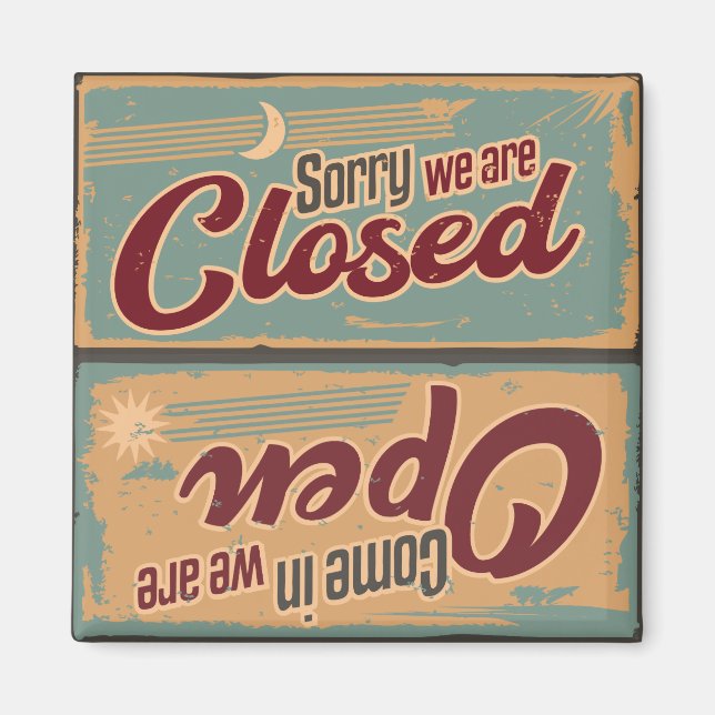 Coole Retro offen geschlossen Magnet (Vorne)