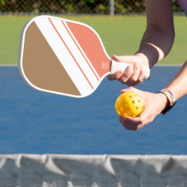 Coole Retro-Orange-braune Streifen Pickleball Schläger