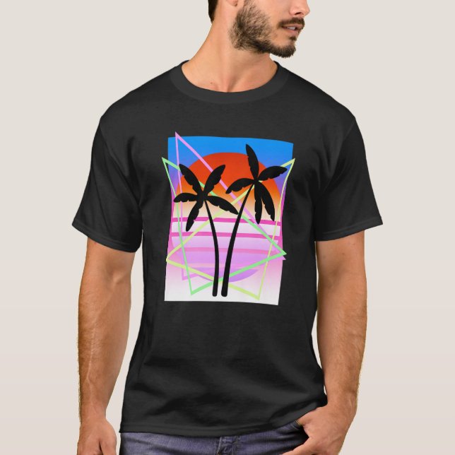 Coole Retro Palm Tree Island Vapor Wave Designs vo T-Shirt (Vorderseite)