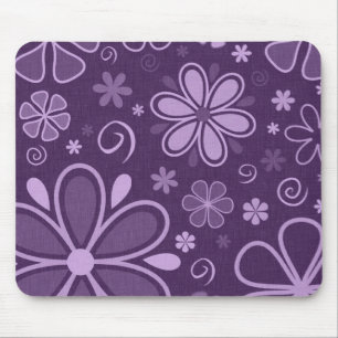 Coole Retro-Purple-Blüten Mousepad
