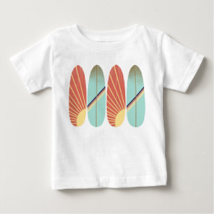 Coole Retro-Rot-Blau-Surfbrett Baby T-shirt