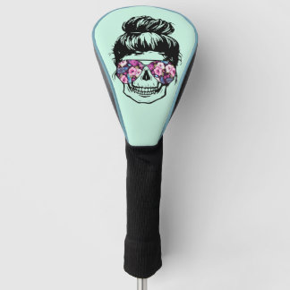 Coole Retro-Schädel-Sonnenbrille, Messy Bun Aquama Golf Headcover