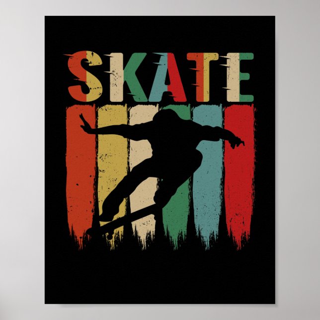 Coole Retro-Skateboard-Skaten Poster (Vorne)