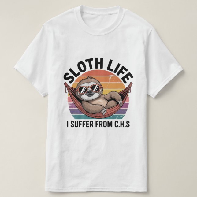 Coole Retro-Sloth in Hammock - I leidet an C.H.S T-Shirt (Design vorne)