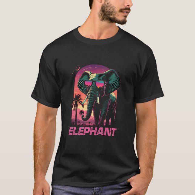 Coole Retro Sonnenbrille Elefant T-Shirt (Vorderseite)