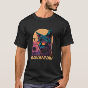 Coole Retro-Sonnenbrille-Savanne-Katze T-Shirt