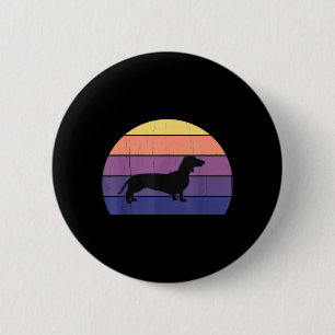 Coole Retro-Sonnenuntergangs-Dachshunde_ Großartig Button