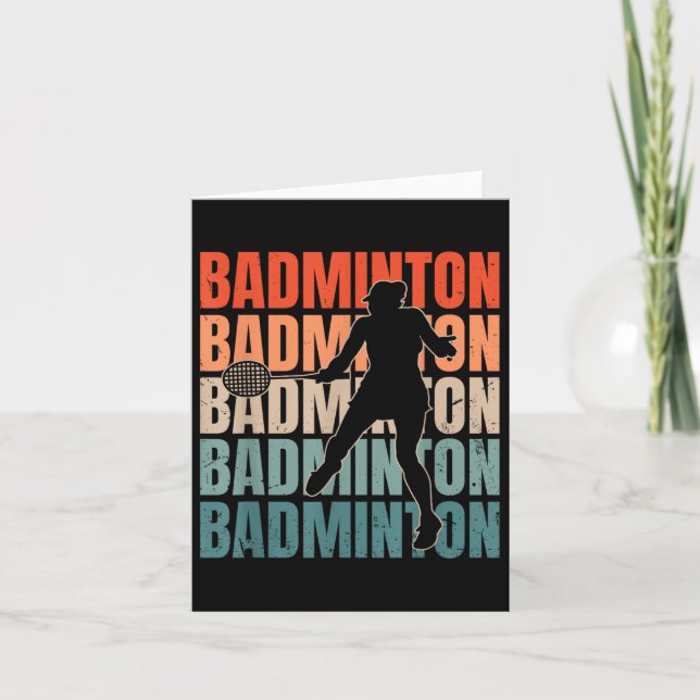 Coole Retro Text Silhouette Badminton Karte (Vorderseite)
