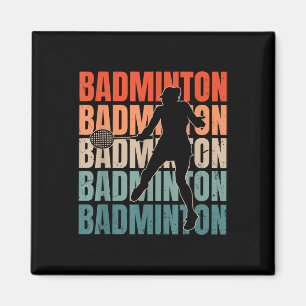Coole Retro Text Silhouette Badminton Magnet