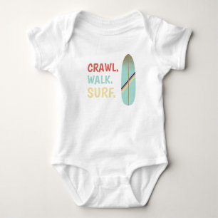 Coole Retro Vintage Blaue Surfboard Surfen Baby Strampler