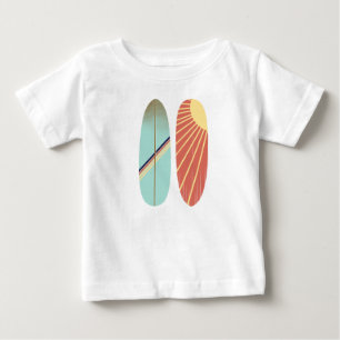 Coole Retro Vintage-Blue und Rote Surfboard Baby T-shirt