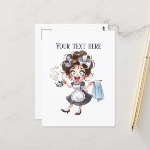 Coole Retro-Vintage-Dame Text hinzufügen Postkarte