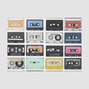 Coole retro Vintage Kassettenmischung nimmt Muster Seidenpapier