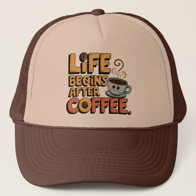  Coole Retro-Wortkunst Kaffee  Truckerkappe (Vorderseite)