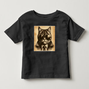 Coole Retrokatze in Aviator Sonnenbrille, Sepia Un Kleinkind T-shirt