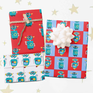 Coole Robot Boys Geburtstag Geschenkpapier Set