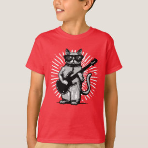 Coole Rock and Roll Cat Gitarre spielen T-Shirt