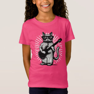 Coole Rock and Roll Cat Gitarre spielen T-Shirt