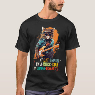 Coole Rock-Gitarren-Katze mit Rock'n Roll-Melodie T-Shirt